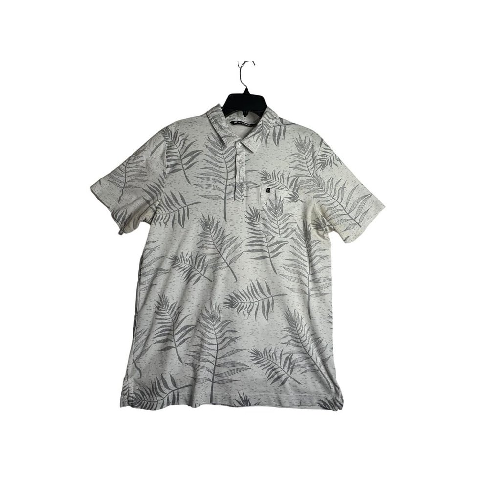 Travis Mathew Golf Polo Shirt Mens XL White Floral Stretch Collared 3 Button